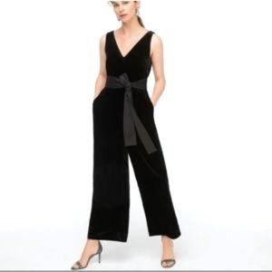 J. Crew V-neck wide-leg velvet jumpsuit Black Size 2P NWT